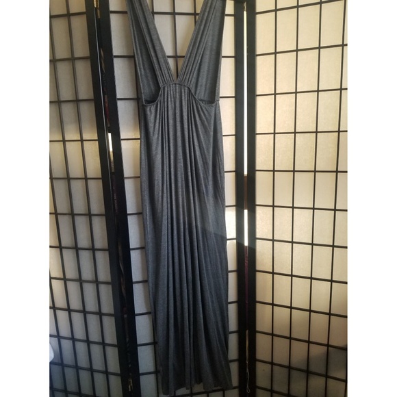 Velvet torch grey deep v Maxi dress nwot - Picture 6 of 7